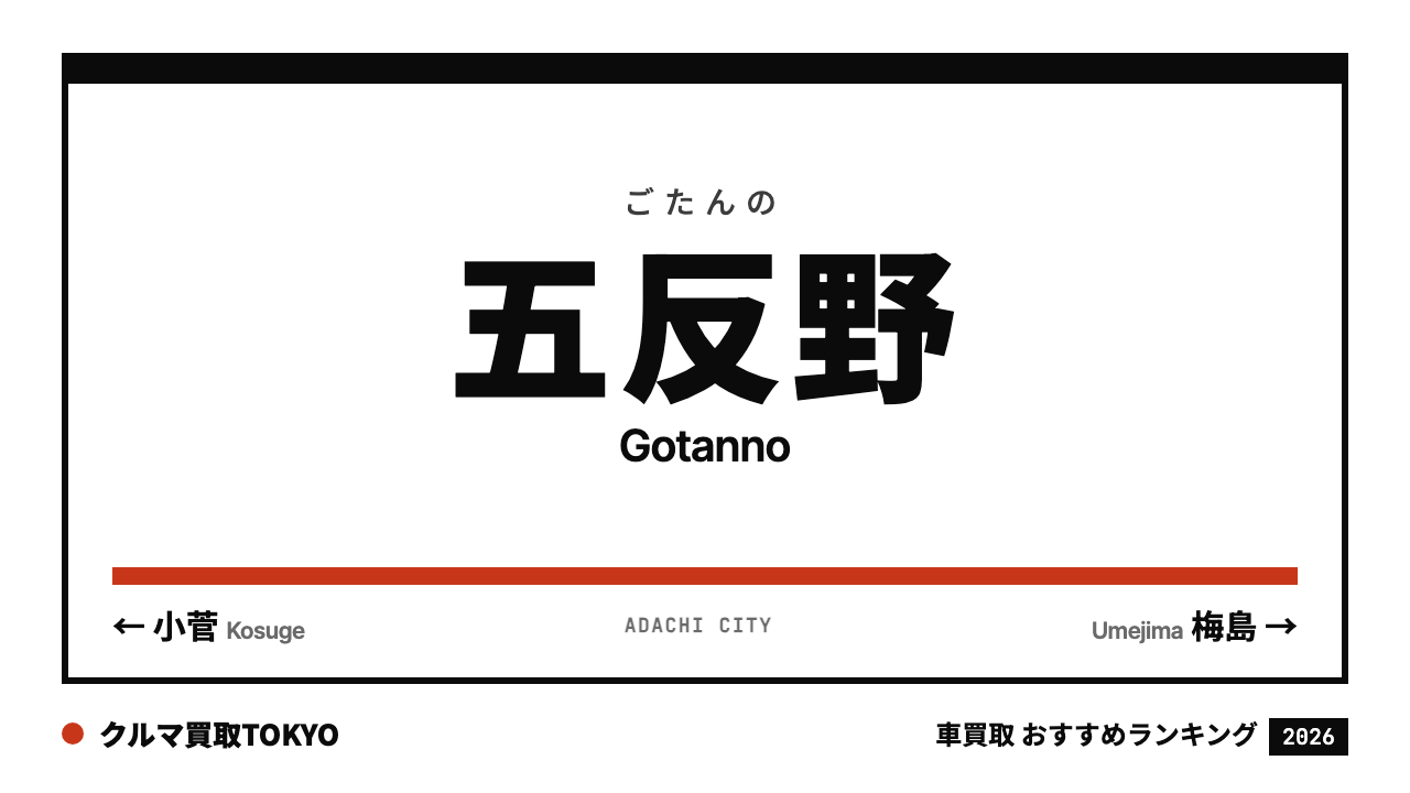 五反野の車買取おすすめランキング（クルマ買取TOKYO）