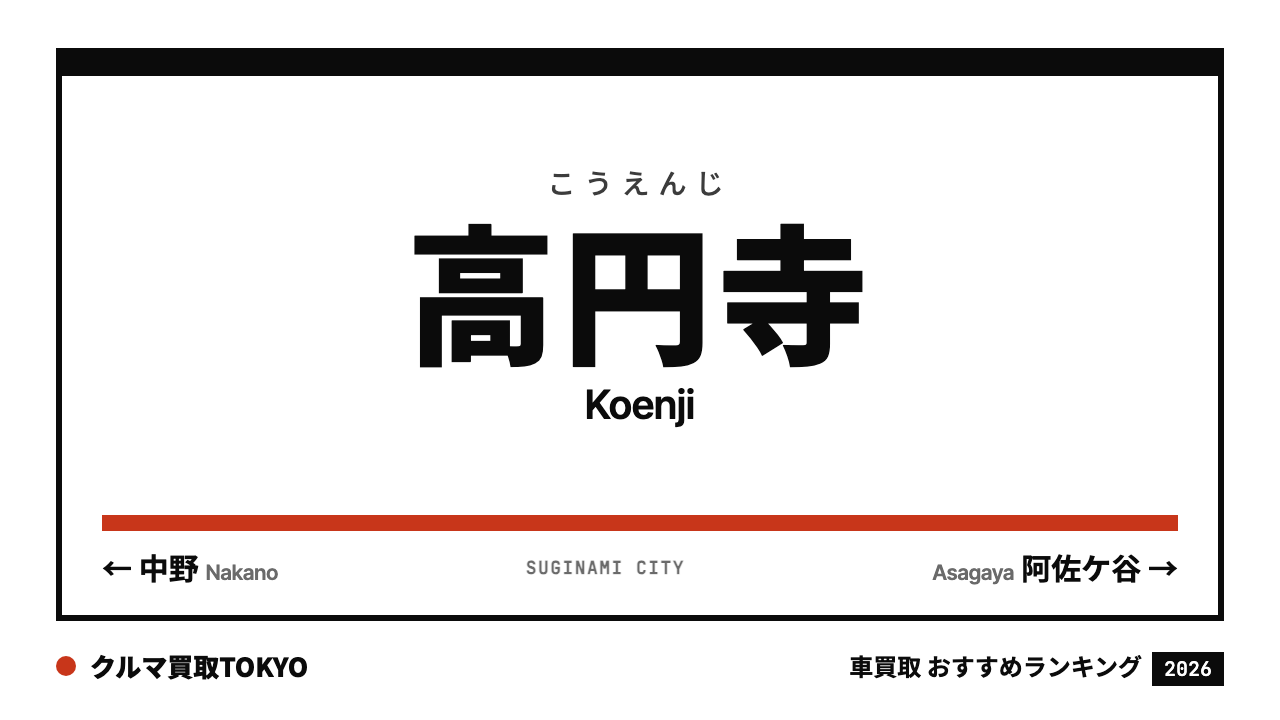 高円寺の車買取おすすめランキング（クルマ買取TOKYO）
