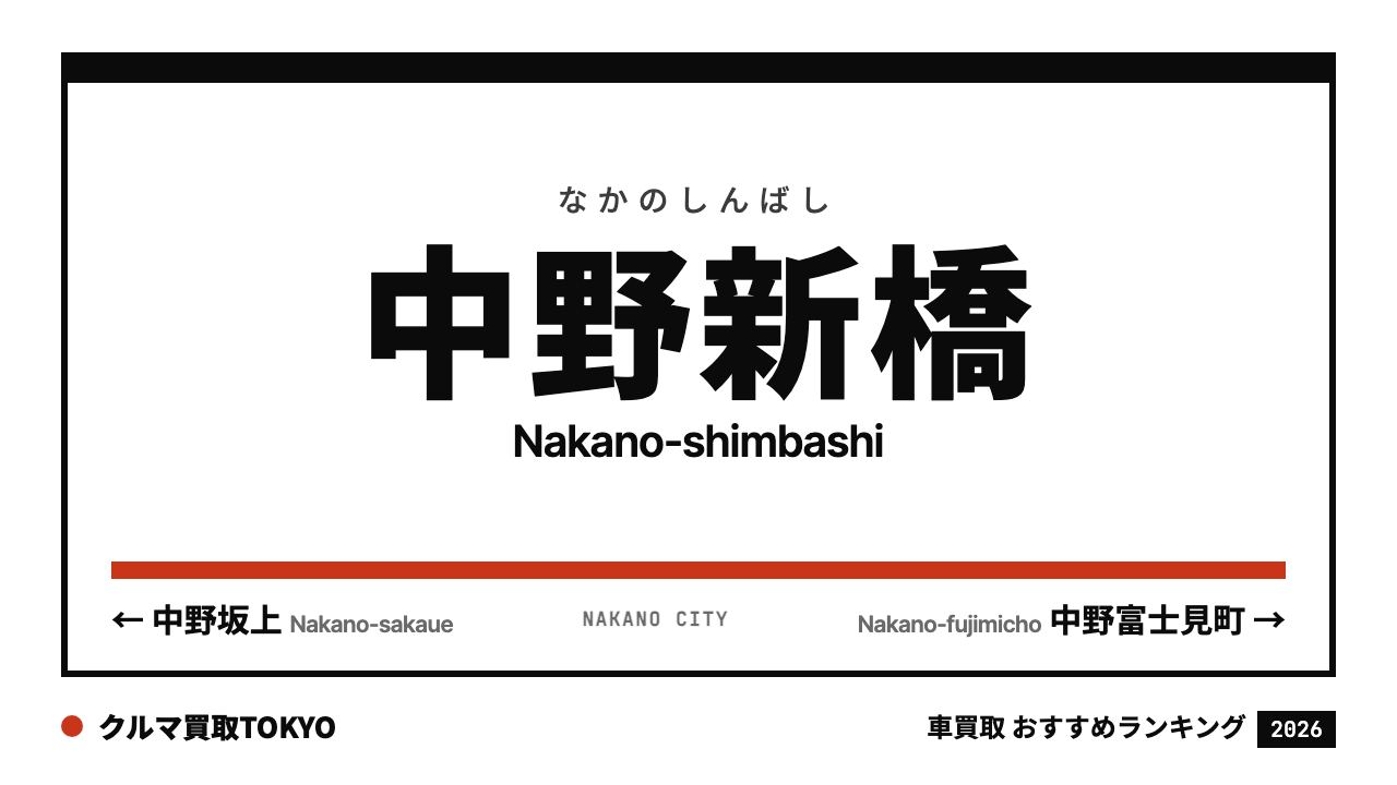 中野新橋の車買取おすすめランキング（クルマ買取TOKYO）