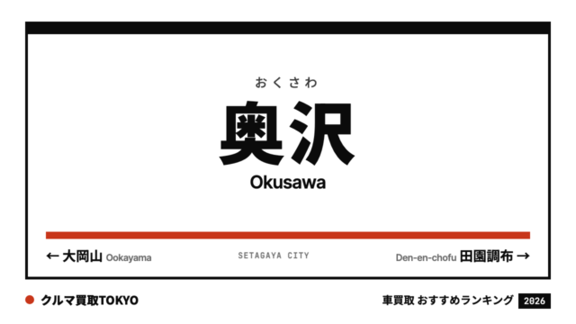 奥沢の車買取おすすめランキング（クルマ買取TOKYO）