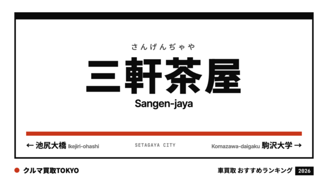 三軒茶屋の車買取おすすめランキング（クルマ買取TOKYO）