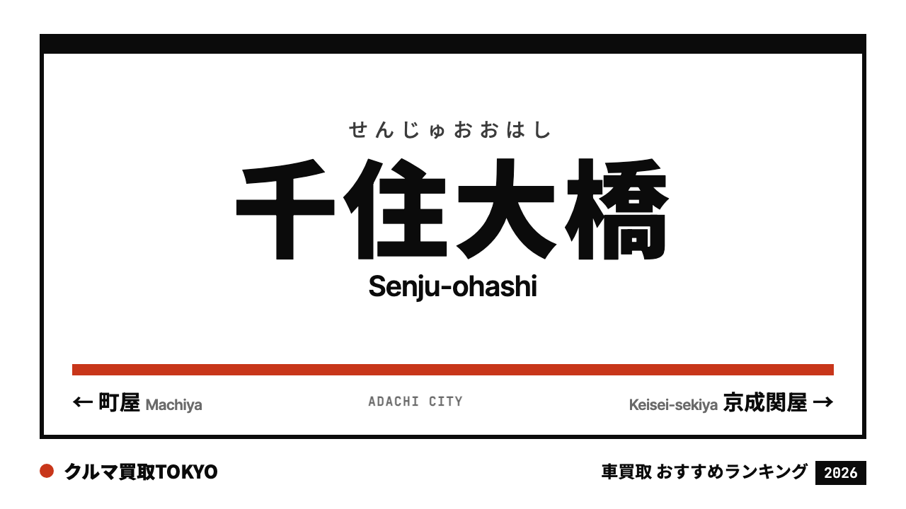 千住大橋の車買取おすすめランキング（クルマ買取TOKYO）