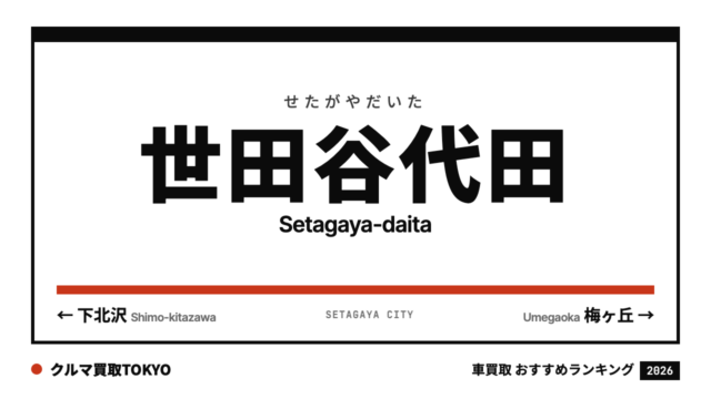 世田谷代田の車買取おすすめランキング（クルマ買取TOKYO）