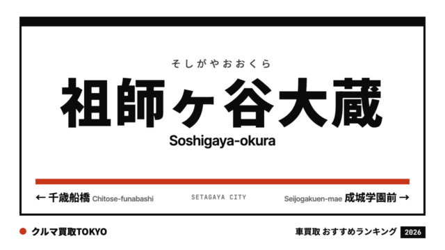 祖師ヶ谷大蔵の車買取おすすめランキング（クルマ買取TOKYO）