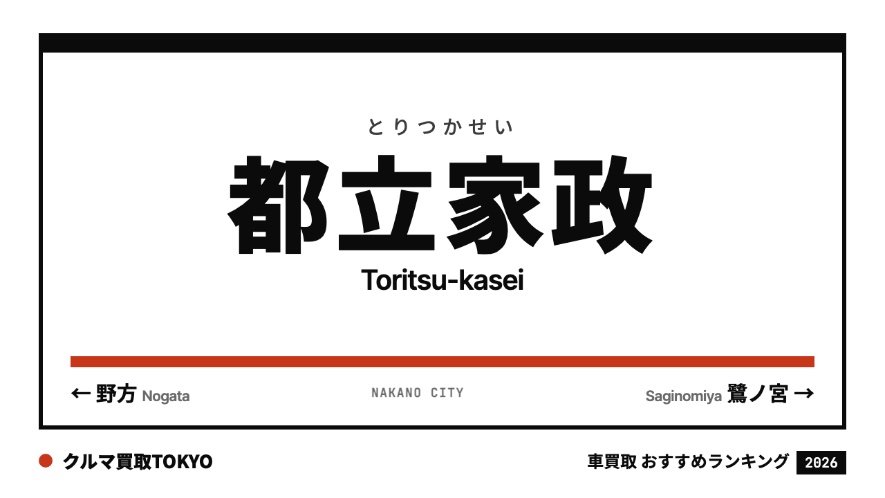 都立家政の車買取おすすめランキング（クルマ買取TOKYO）