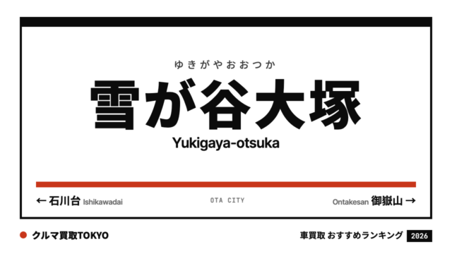 雪が谷大塚の車買取おすすめランキング（クルマ買取TOKYO）